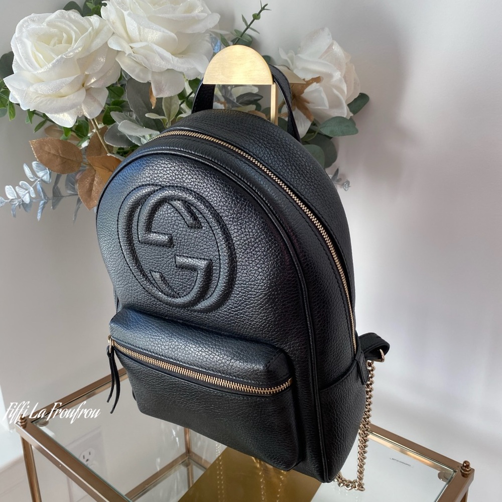 Authentic Gucci Black Leather Backpack - Picture 2 of 16